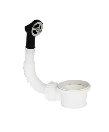 PILETTA PASSANTE CON TROPPOPIENO TONDO PER LAVABO INOX Diam. 55 mm