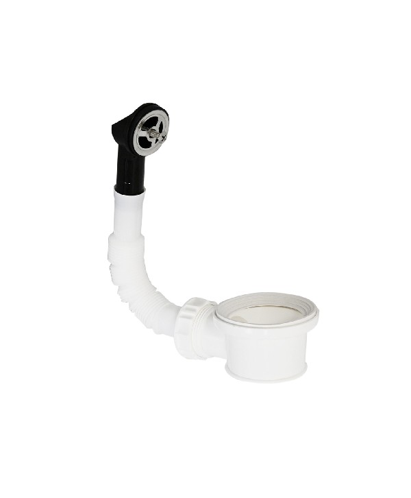 PILETTA PASSANTE CON TROPPOPIENO TONDO PER LAVABO INOX Diam. 55 mm