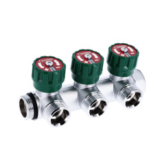 COLLETTORE 90° FASATO CON VITONI E DISCHETTO EK EUROCONO 3/4 4 vie 3/4 EK