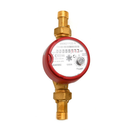 CONTATORE PER ACQUA CALDA 90° QUADRANTE ASCIUTTO Diam. 15 - 1/2" L. 110