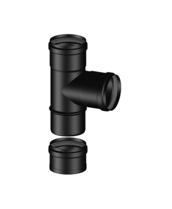 RACCORDO A TEE 90° FFM + TAPPO CIECO PELLET SMALTATO Diam. 80