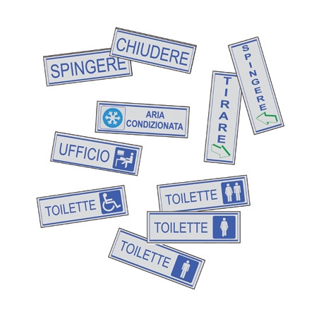 ETICHETTA ADESIVA SEGNALETICA  CM 15 x 5 Spingere verticale