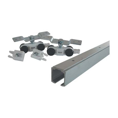 PORTA SCORREVOLE A SOFFITTO IN KIT 1400 OMGE KG 80 BINARIO ALLUMINIO CM 190 X PORTA CM 91/110