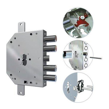 SERRATURA METALLO APPLICARE 2155 PEN BLOC/FL CR F.SAGOM M2 TRIPL+SCR IP.MM 28 E.MM 60 SX
