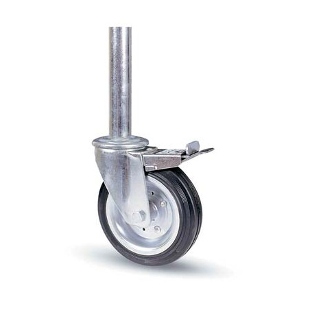 RUOTA A FORCELLA TUBI INNOCENTI +FERMO 103BI AVO A/ZINCR/GOMMA NERA MM 200X50 PERNO GIR MM 40X190