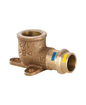 GOMITO 90° F FIL.F CON FLANGIA A 3 FORI A PRESSARE ACQUA GAS B ONE Diam. 22 x 3/4