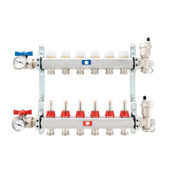 COLLETTORE PREMONTATO COMPLETO CON FLUSSIMETRI 11 vie 1"x3/4