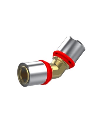 RACCORDO A PRESSARE IKARO CURVO DOPPIO A 45° Diam. 26 -CONF