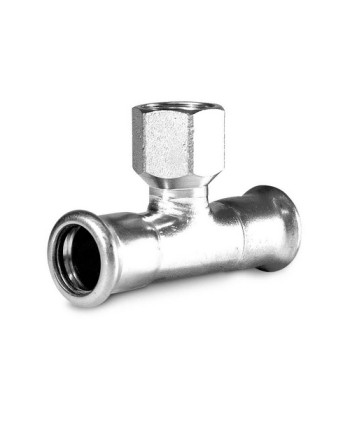 TI CON DERIVAZIONE FILETTO F A PRESSARE IN ACCIAIO CARBONIO 1/2 x 54