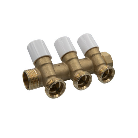 COLLETTORE DI DISTRIBUZIONE CON VITONI DI CHIUSURA 3/4 EUROCONO 1" x 3/4" 3 Vie