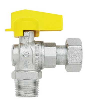 VALVOLA SFERA GAS A SQUADRA + GHIERA FUTURGAS FIV OTTONE NICHELATO 1/2MX1/2F