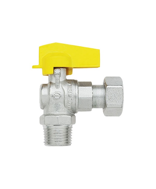 VALVOLA SFERA GAS A SQUADRA + GHIERA FUTURGAS FIV OTTONE NICHELATO 1/2MX1/2F