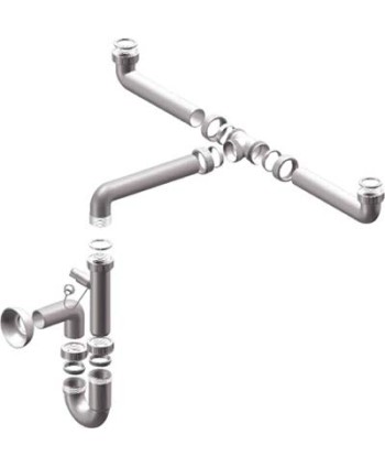 SIFONE PP SALVASPAZIO 2 VASCHE + 1 ATTACCO BIANCO MM 40 1"1/2