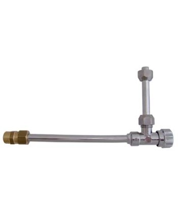 RUBINETTO A SQUADRA X CASSETTA WC + DOPPIA CANNA OTTONE NICHELATO 1/2M