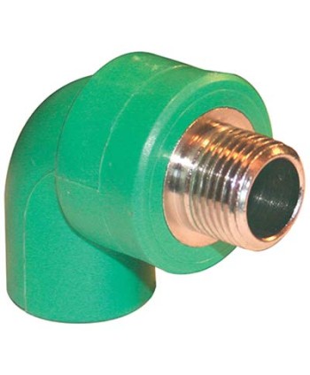 GOMITO PPR A SALDARE 90Â° FILETTO MASCHIO VERDE/OTTONE MM 25X3/4M