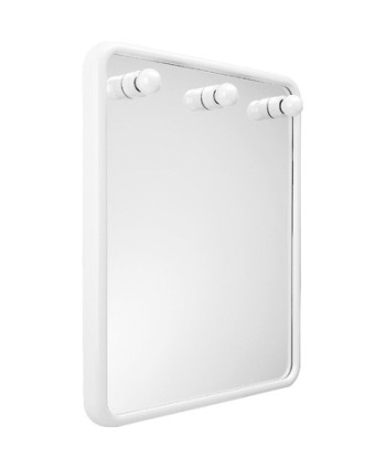 SPECCHIO QUADRO CON TRE LUCI SERIE LINEA Bianco