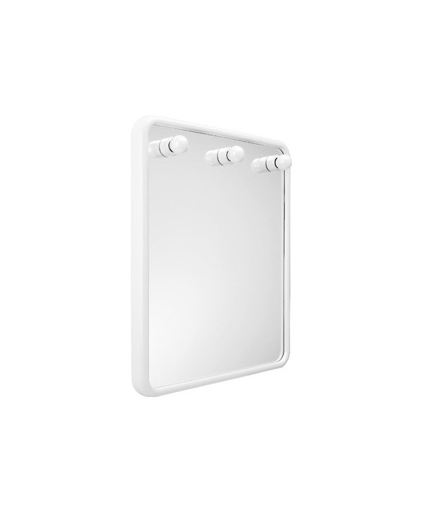 SPECCHIO QUADRO CON TRE LUCI SERIE LINEA Bianco